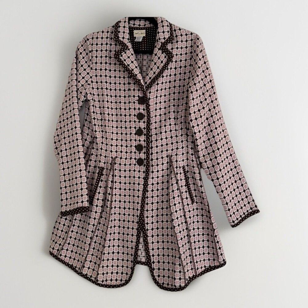 Neesh By D.A.R. Whimsical Coquette Blazer Rose Brown Parisian Chic Preppy Sz M